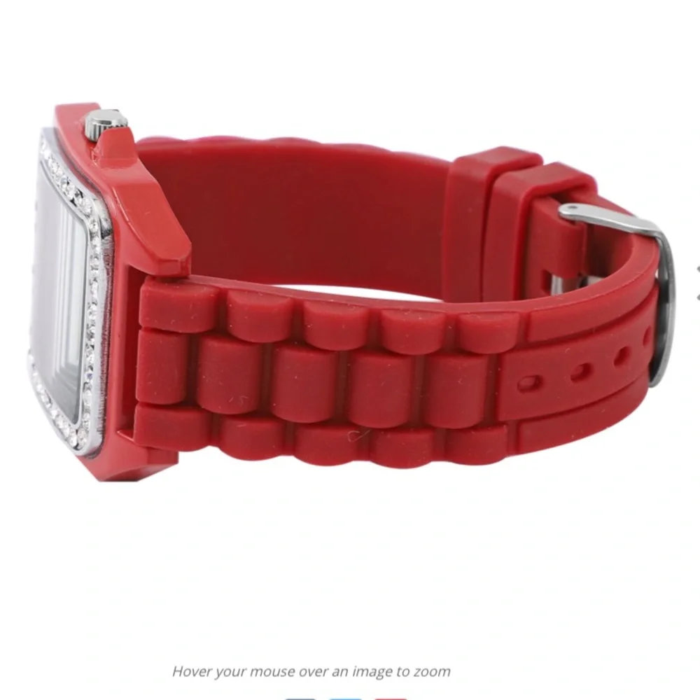 Watch with Red Silicone Strap